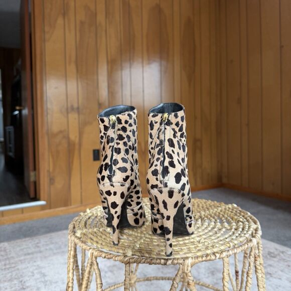 Giuseppe Zanotti x Balmain Leopard Pony Hide Ankle Boots Stiletto Heels Sz 39/9 - Picture 11 of 12